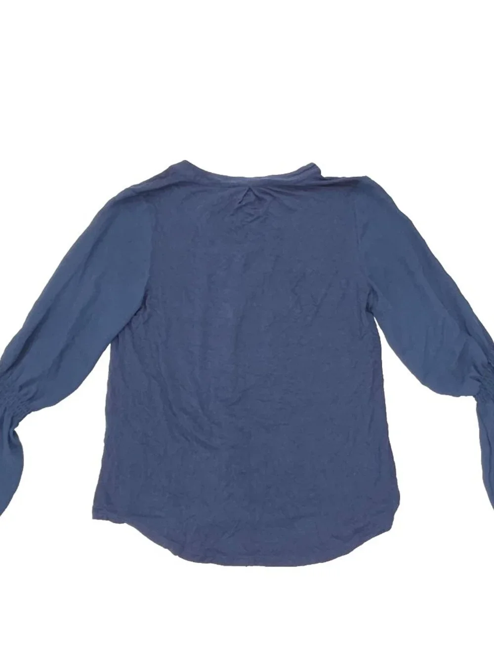 Michael Kors Button Shirt Blouse Womens Small Blue Long Sheer Flounce Sleeve Tie